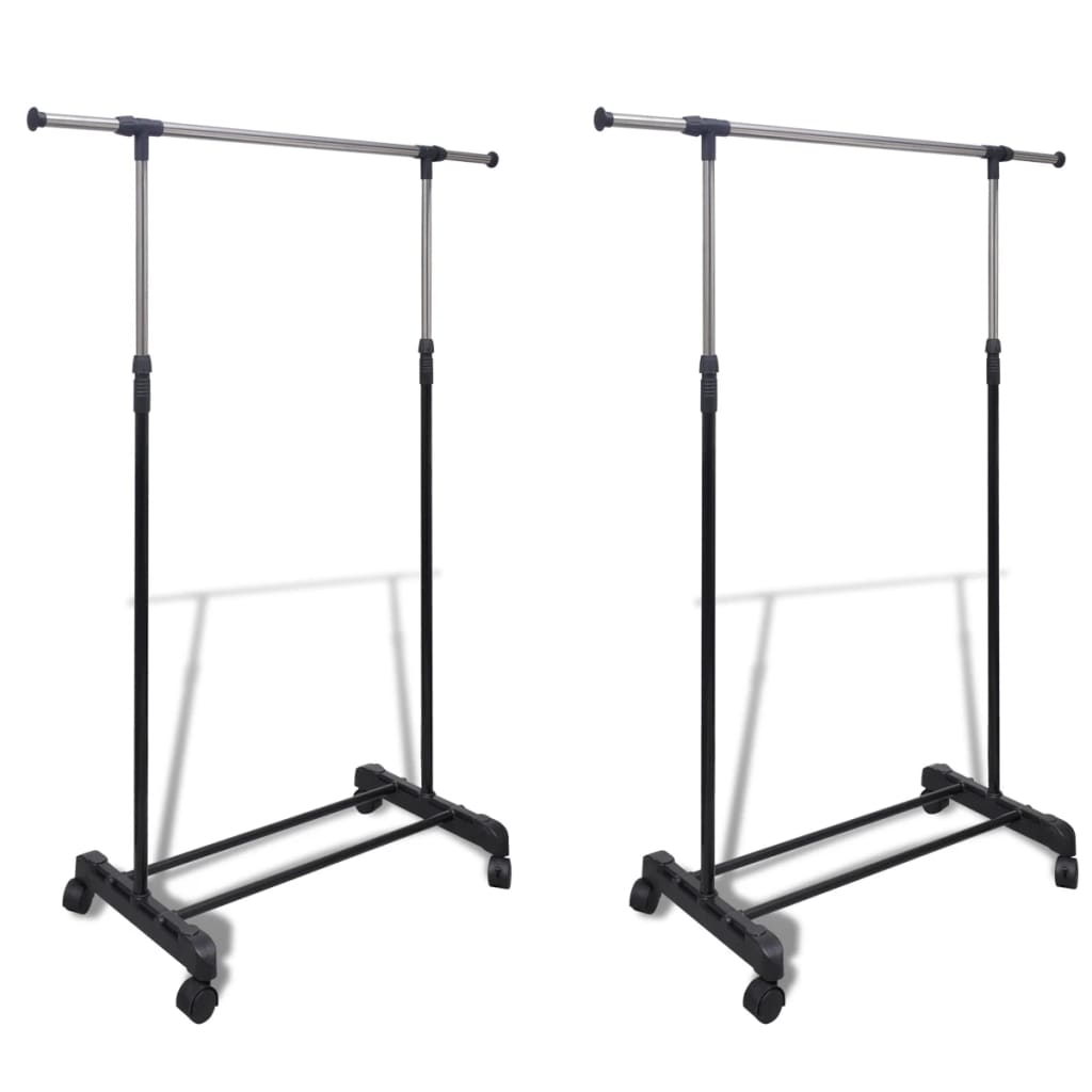 vidaXL Adjustable Clothes Rack 4 Castors 2 Hanging Rails