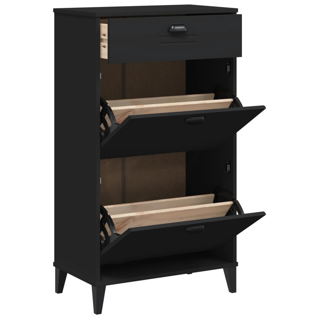 vidaXL Shoe Cabinet Storage Rack Organizer Hallway Furniture Solid Wood Pine