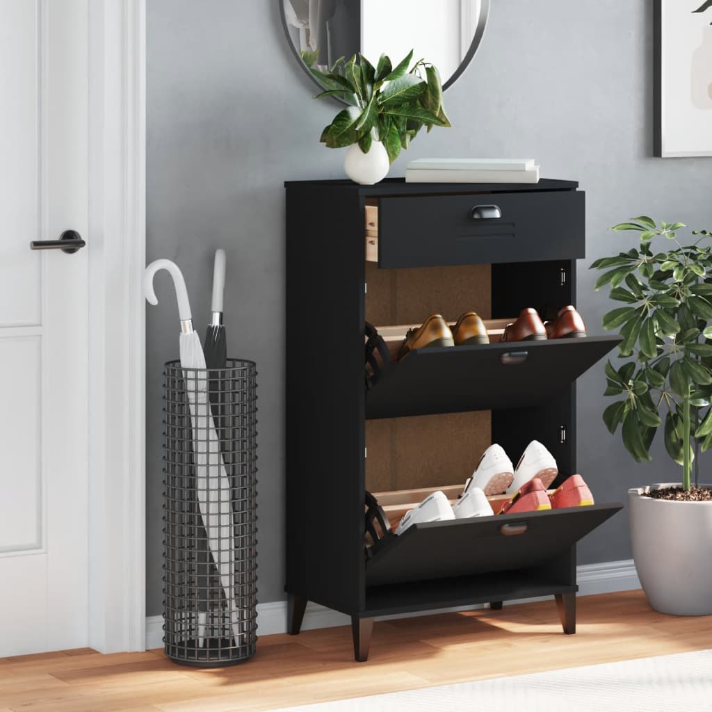 vidaXL Shoe Cabinet Storage Rack Organizer Hallway Furniture Solid Wood Pine