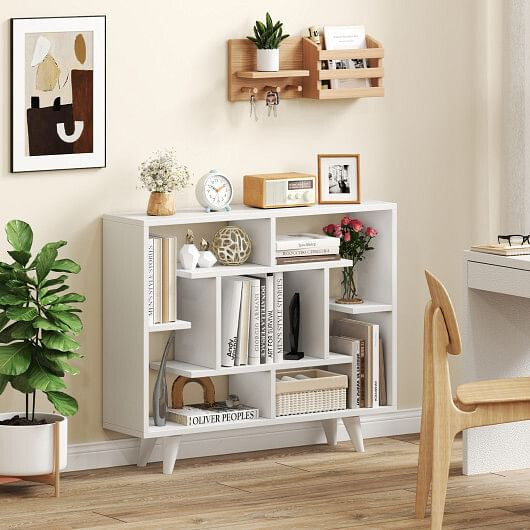 Geometric Bookcase with Anti-Tipping Kit and Storage Shelving Unit-Black