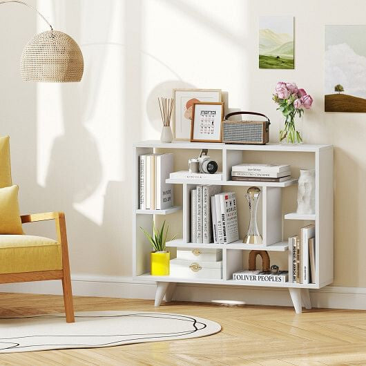 Geometric Bookcase with Anti-Tipping Kit and Storage Shelving Unit-Black