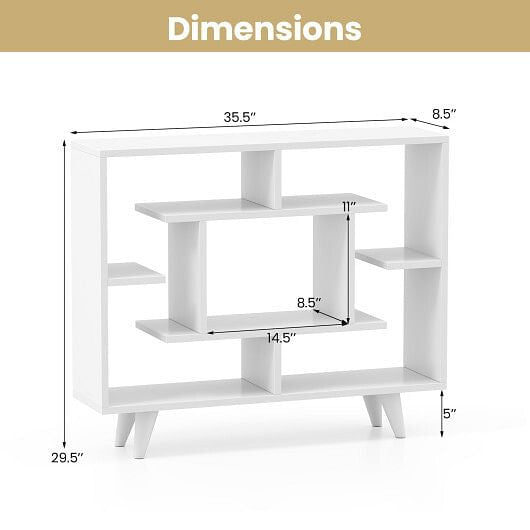 Geometric Bookcase with Anti-Tipping Kit and Storage Shelving Unit-Black