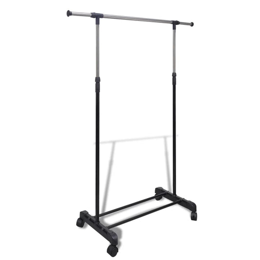 vidaXL Adjustable Clothes Rack 4 Castors 2 Hanging Rails