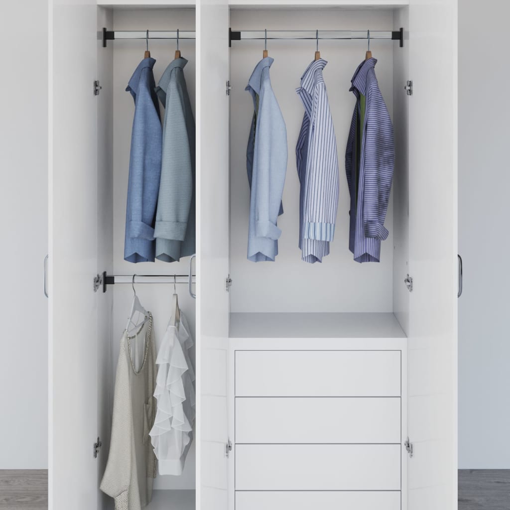 vidaXL Telescopic Wardrobe Rails 2 pcs Silver 22.8"-39.4"